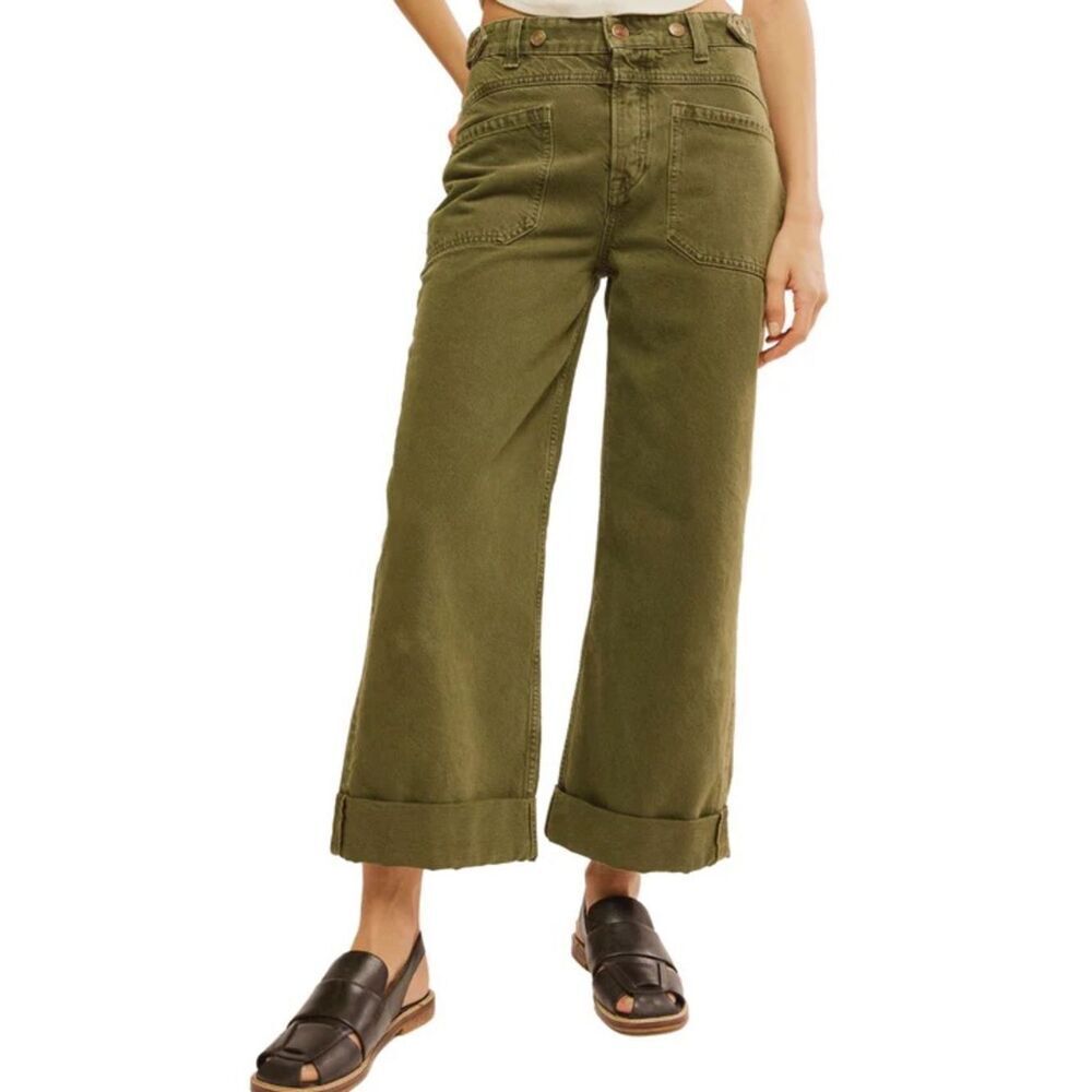 We The Free Straight Leg Jeans in Olive Green